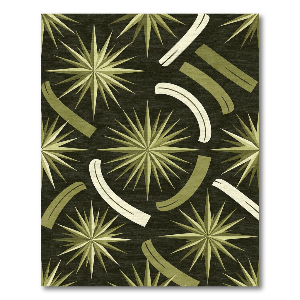 Mid-Century Modern Olive Star Burst Rug