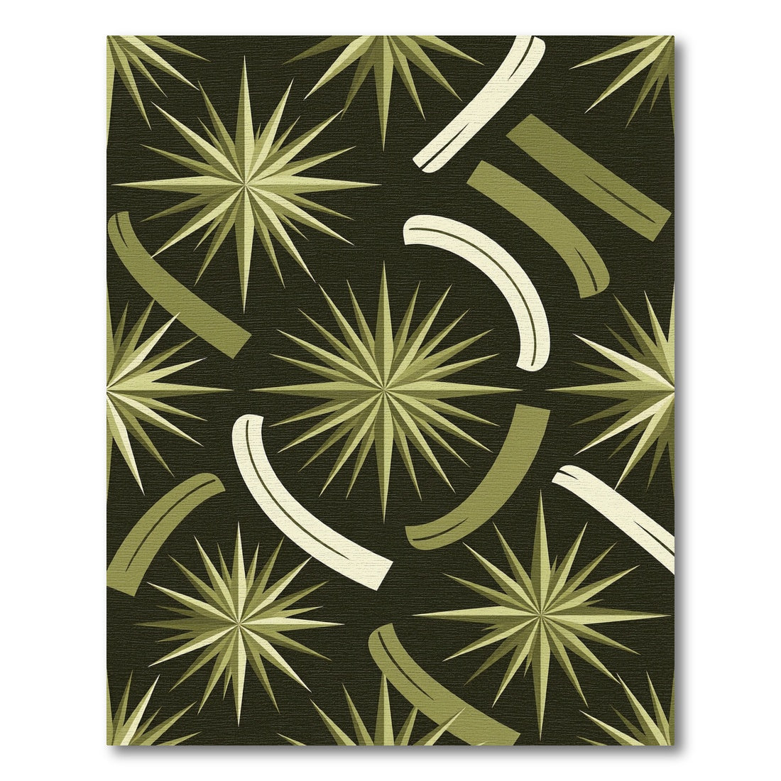 Mid-Century Modern Olive Star Burst Rug