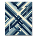 Modern Slate Blue Geometric Intersecting Lines Rug
