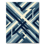 Modern Slate Blue Geometric Intersecting Lines Rug