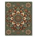 Sage Green Earthy Floral Medallion Rug