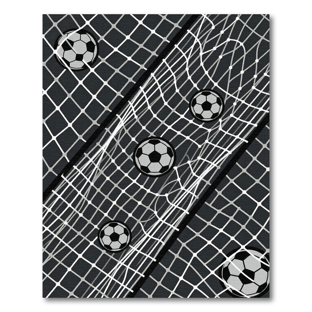 Modern Monochrome Soccer Ball Grid Rug