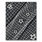 Modern Monochrome Soccer Ball Grid Rug