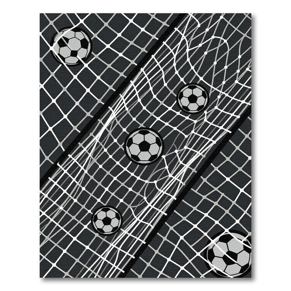 Modern Monochrome Soccer Ball Grid Rug