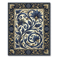Elegant Navy Gold Art Deco Scroll Rug