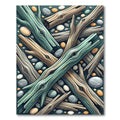 Coastal Driftwood and Pebble River Stones Rug