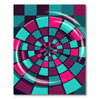 Vibrant Cyan and Magenta Circular Geometry Rug