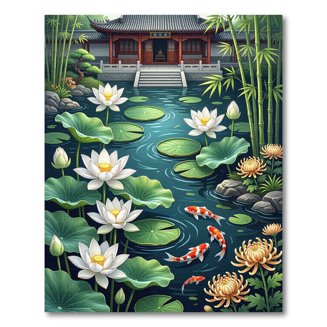 Serene Lotus Pond Koi Zen Rug
