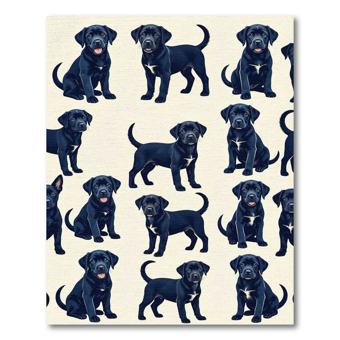 Playful Black Labrador Puppy Illustration Rug