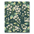 Dark Forest Jasmine Botanical Floral Illustration Rug