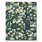 Dark Forest Jasmine Botanical Floral Illustration Rug