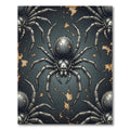 Dark Gothic Spider Charcoal Gold Rug