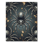 Dark Gothic Spider Charcoal Gold Rug