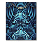 Deep Blue Fan Drape Art Rug