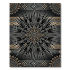Celestial Gold and Obsidian Starburst Rug