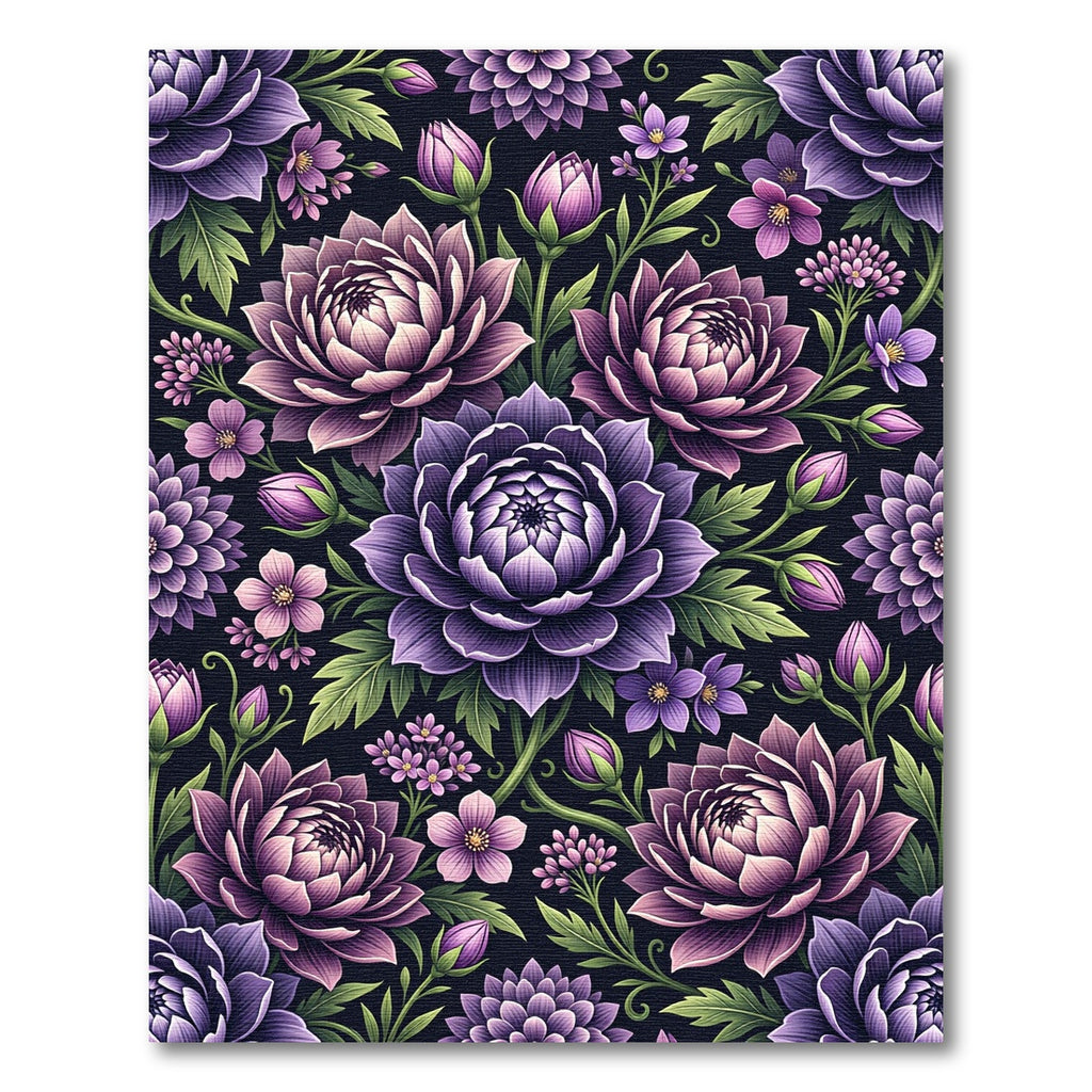 Moody Purple Dahlia Botanical Floral Rug