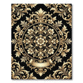 Ornate Golden Floral Medallion With Ribbon Rug