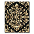 Ornate Golden Floral Medallion With Ribbon Rug
