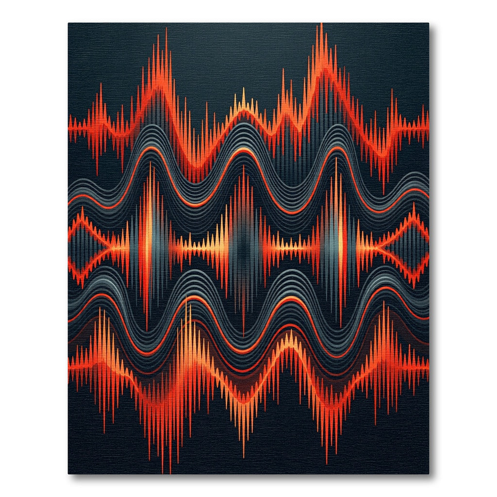 Vibrant Fiery Abstract Sonic Wave Art Rug