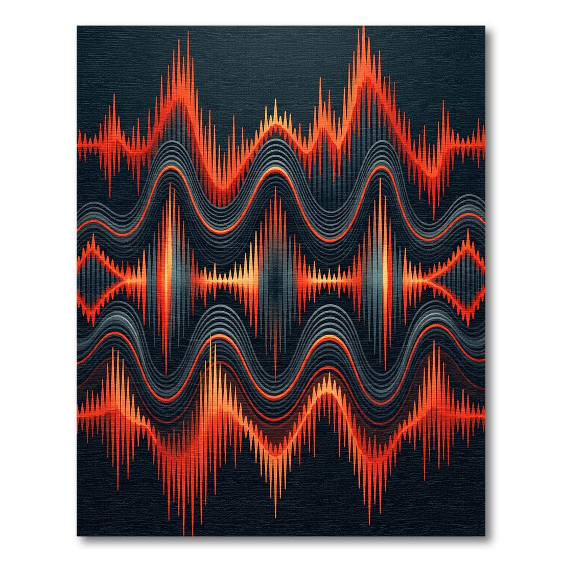 Vibrant Fiery Abstract Sonic Wave Art Rug