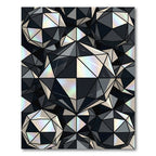 Geometric Monochrome Iridescent Faceted Sphere Rug