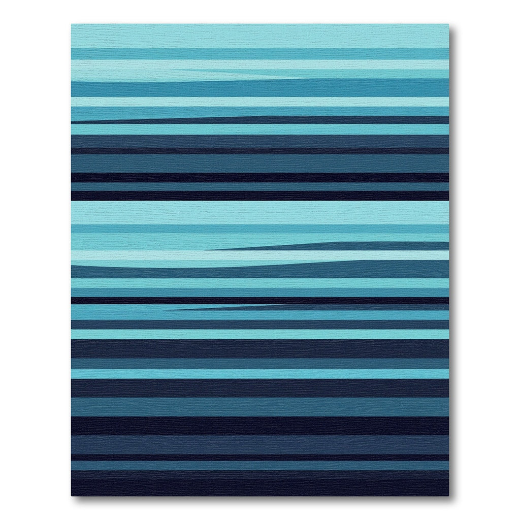 Modern Blue Ombre Linear Stripe Rug