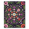 Vibrant Floral Mandala Dark Botanical Rug