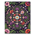 Vibrant Floral Mandala Dark Botanical Rug