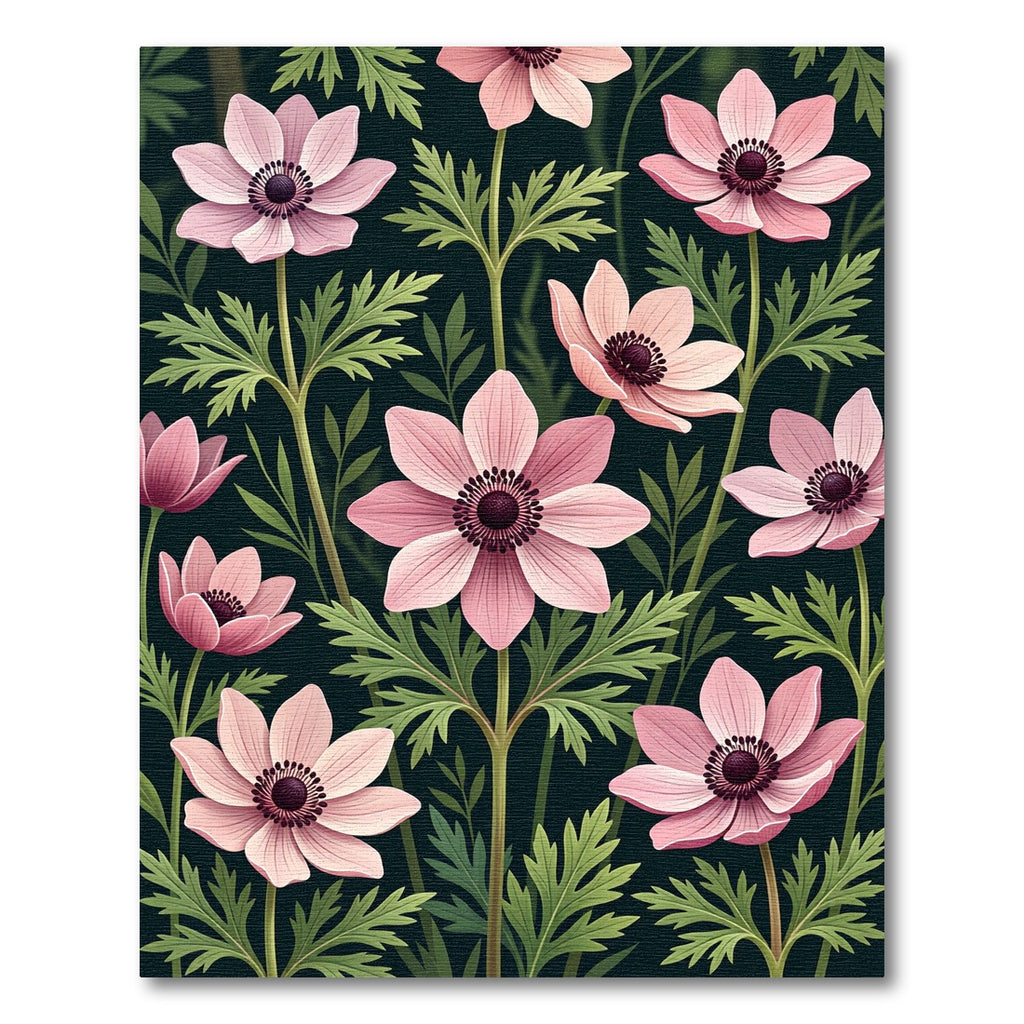 Pale Pink Anemone Floral Garden Rug