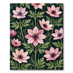 Pale Pink Anemone Floral Garden Rug