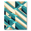 Geometric Teal Escher Staircase Illusion Rug