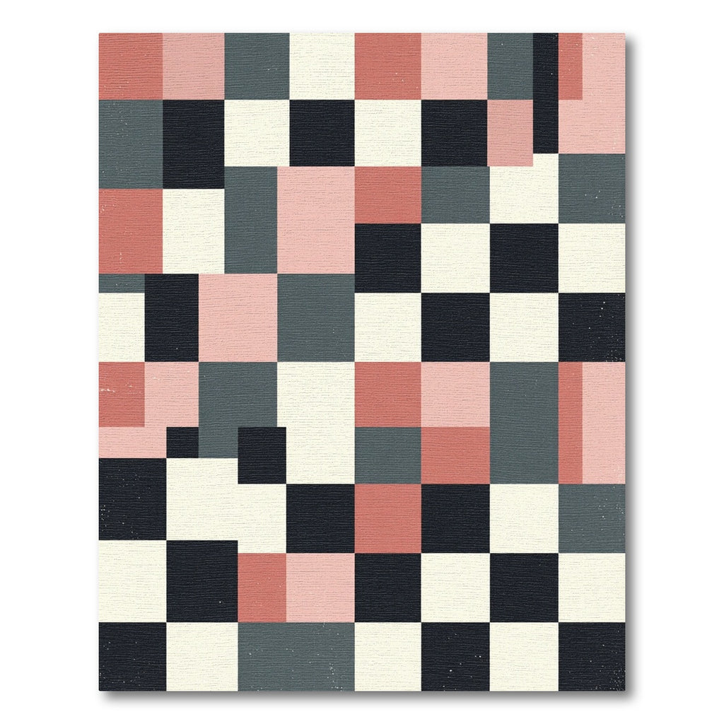 Modern Geometric Grid in Blush and Charcoal Rug