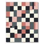 Modern Geometric Grid in Blush and Charcoal Rug