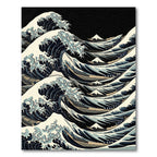Deep Blue Ocean Waves Under Mount Fuji Rug
