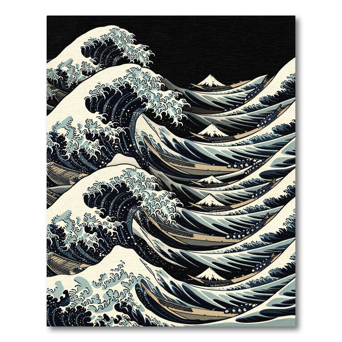 Deep Blue Ocean Waves Under Mount Fuji Rug