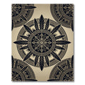 Black Feathered Geometric Mandala Medallion Rug