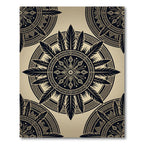 Black Feathered Geometric Mandala Medallion Rug