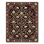 Deep Burgundy Floral Lattice Work Rug