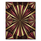 Art Deco Crimson and Gold Fan Rug