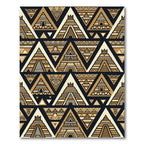 Gold Black Tribal Pyramid Pattern Rug
