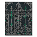 Ornate Silver and Emerald Iron Scroll Rug