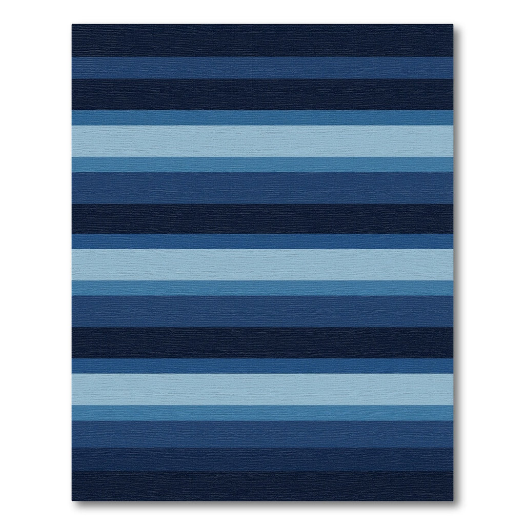 Modern Navy and Sky Blue Stripes Rug
