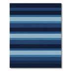 Modern Navy and Sky Blue Stripes Rug