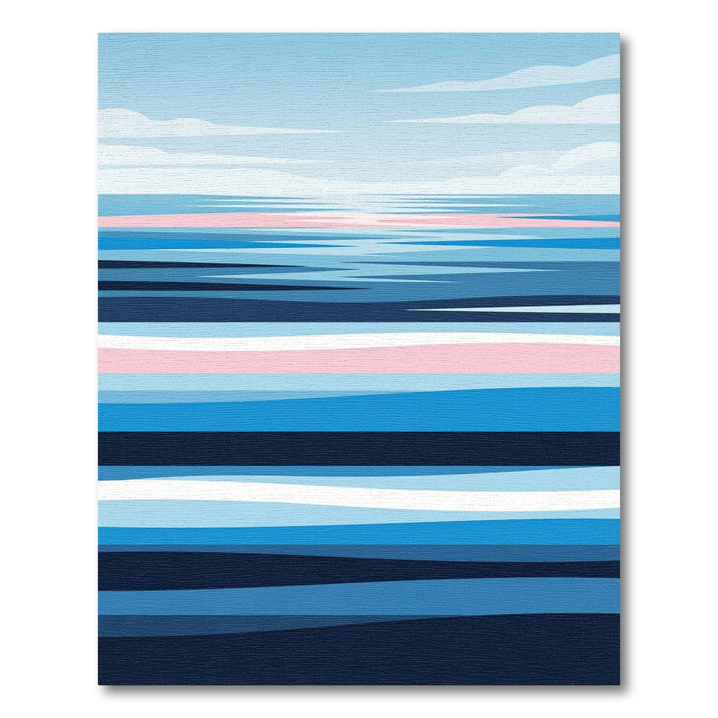 Serene Blue Pink Gradient Seascape Horizon Rug