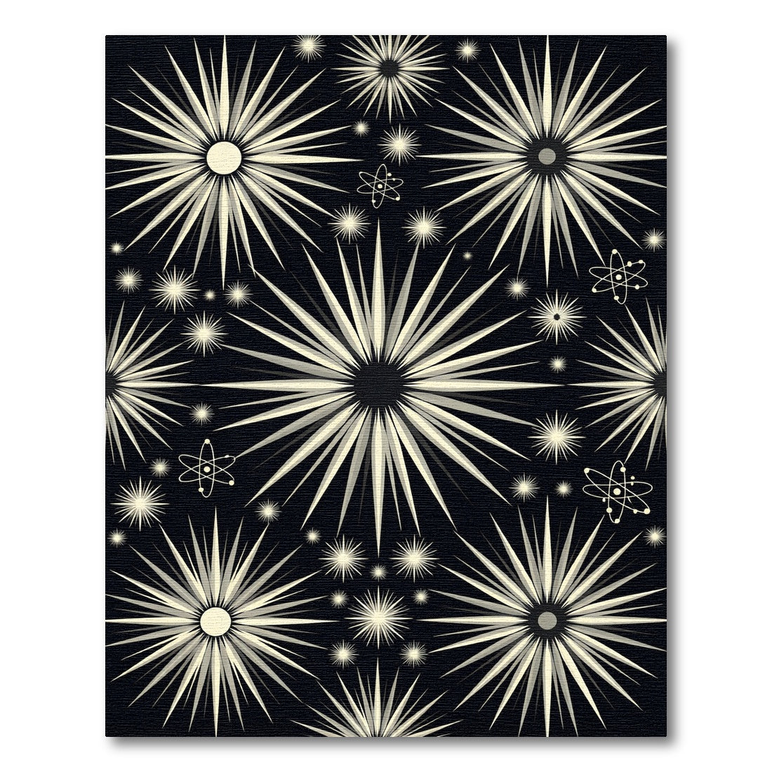 Atomic Starburst Cream Black Rug