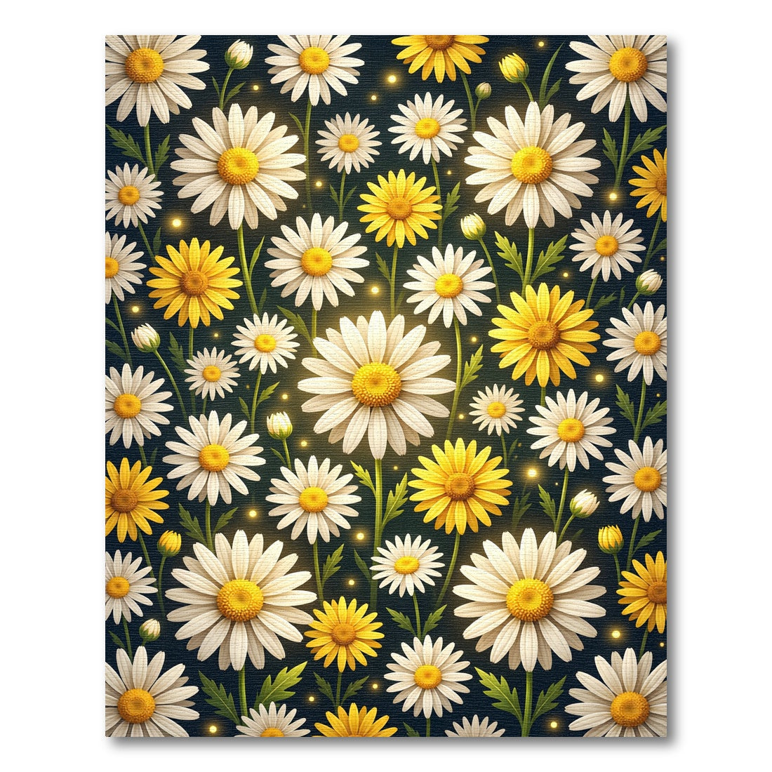 Radiant White and Golden Daisy Meadow Rug