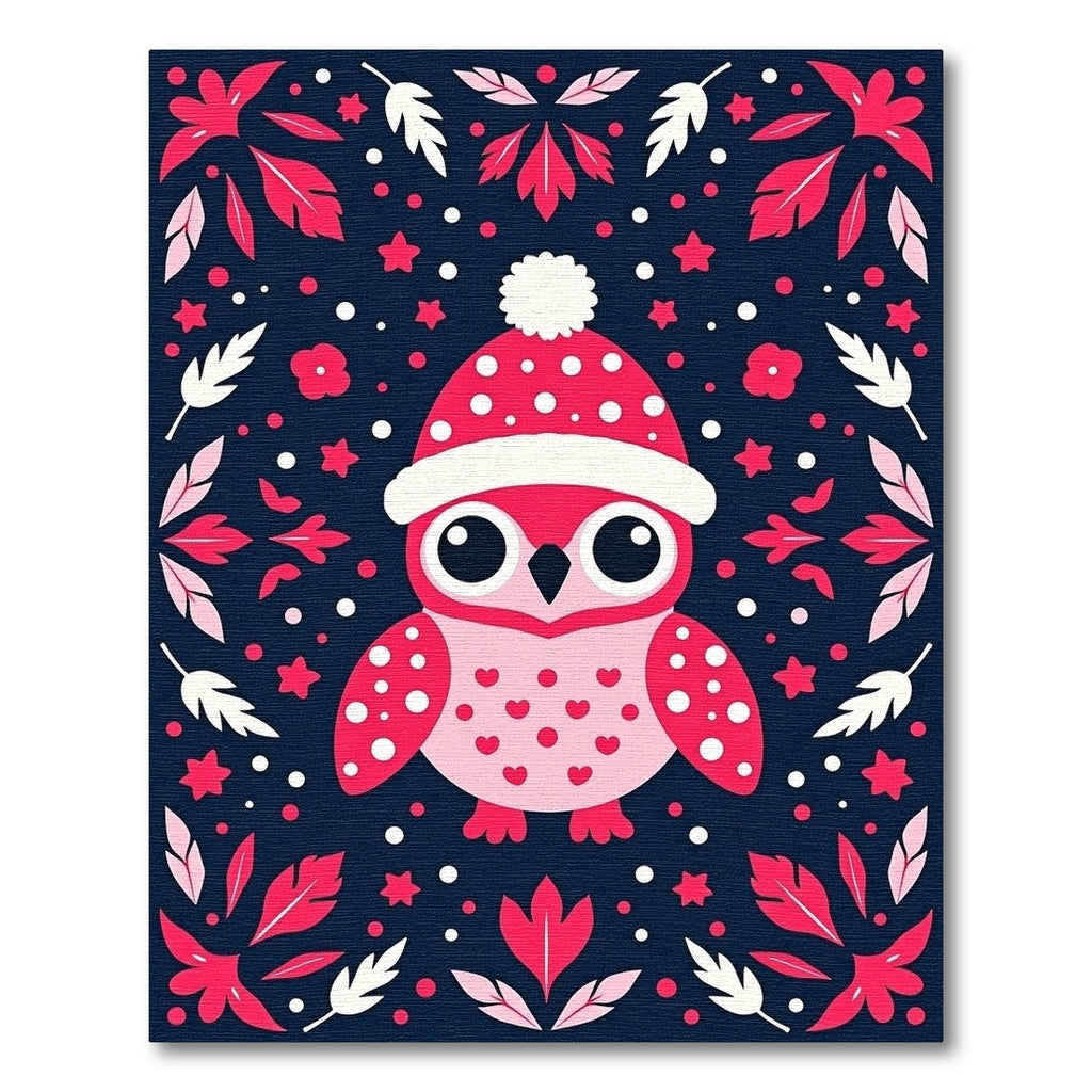 Pink Owl With Hearts And Dots Rug