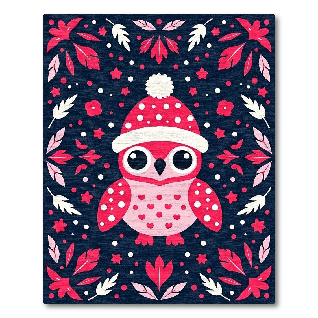 Pink Owl With Hearts And Dots Rug