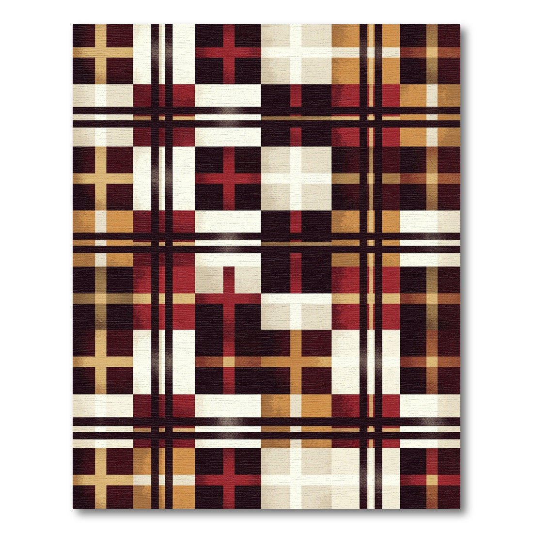 Grand Plaid Cream Gold Maroon Rug