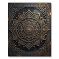 Ornate Black and Gold Mandala Medallion Rug